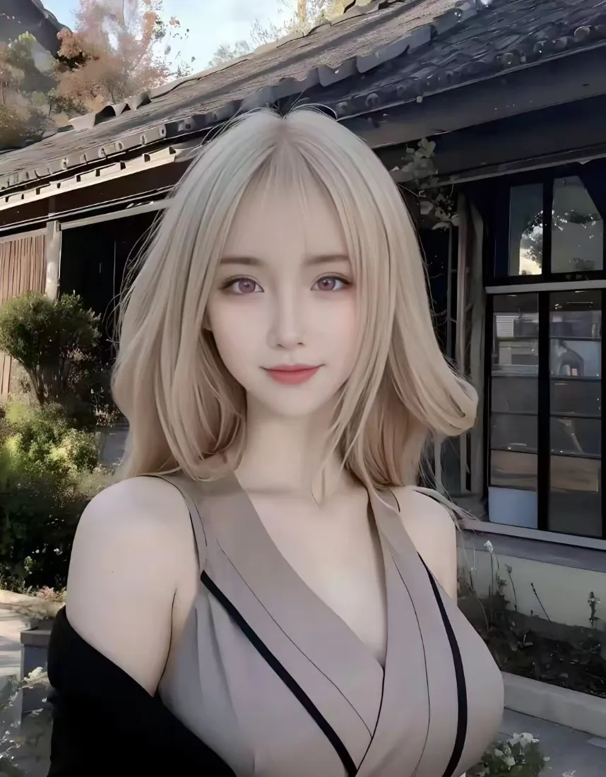 金发美女手机壁纸｜古风建筑背景图片 - 时尚穿搭「哲风壁纸」