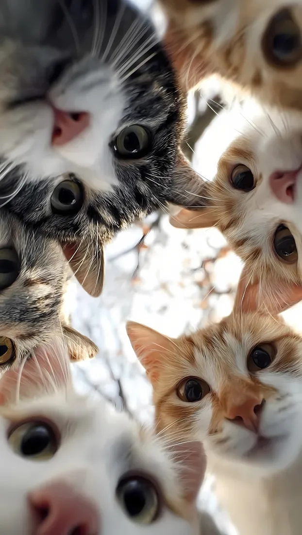 猫猫大头贴手机壁纸｜萌宠背景图 - 可爱猫咪「哲风壁纸」