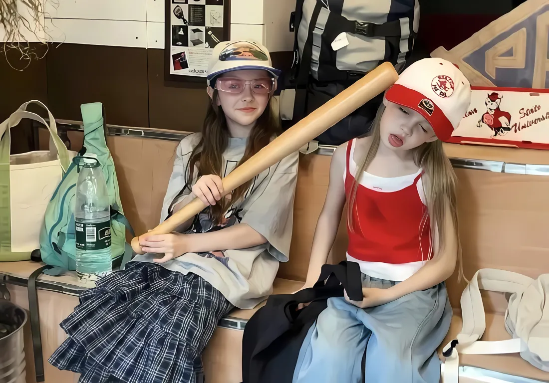 2k欧美女孩棒球杆壁纸｜运动风 - 棒球帽格子裙「哲风壁纸」