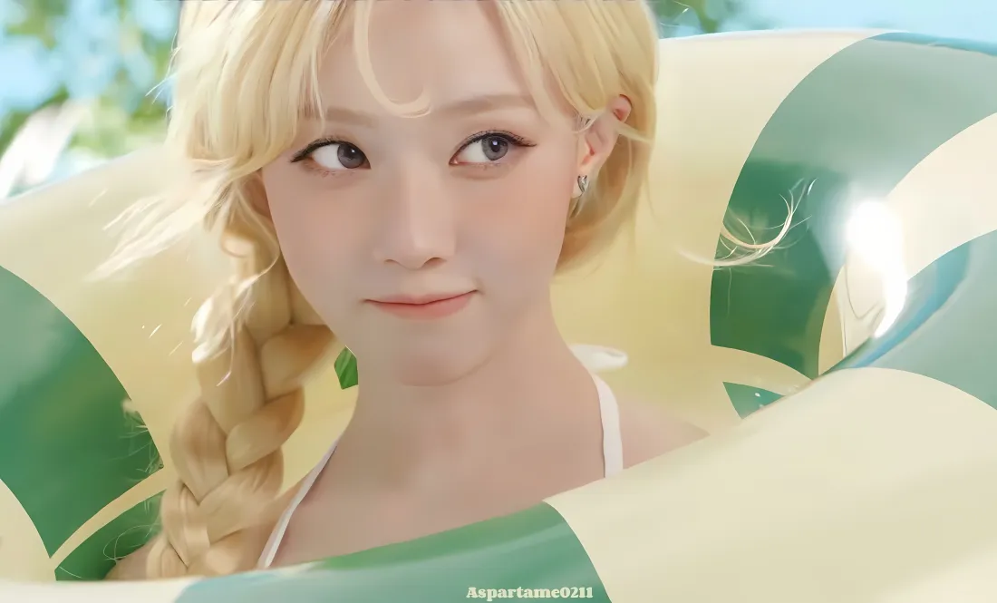 4k金玟庭游泳圈壁纸｜夏日户外背景图片 - 金发「哲风壁纸」