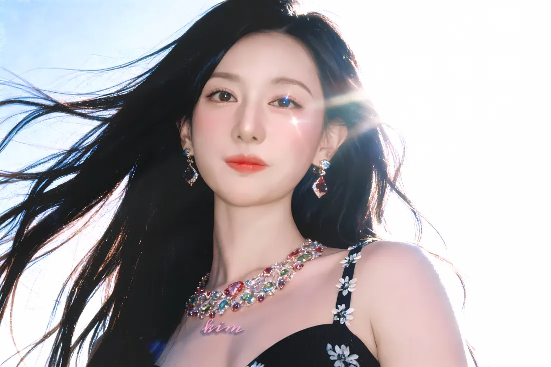 5k金智媛礼服壁纸｜蓝天背景 - 珠宝时尚「哲风壁纸」