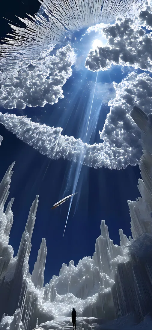 冰雕蓝天手机壁纸｜冰晶云背景 - 阳光人物「哲风壁纸」