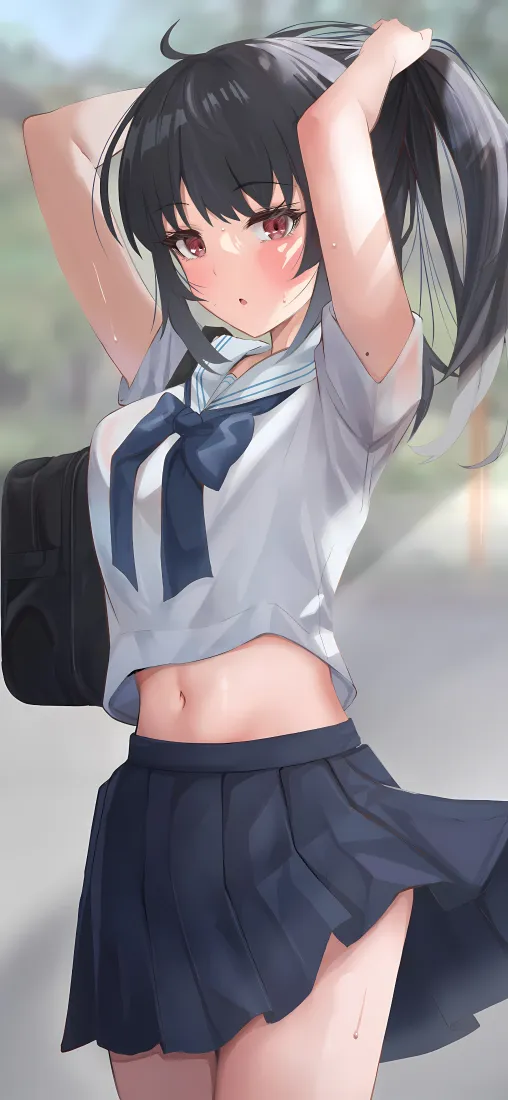 JK少女手机壁纸｜校园背景 - 双马尾动漫「哲风壁纸」