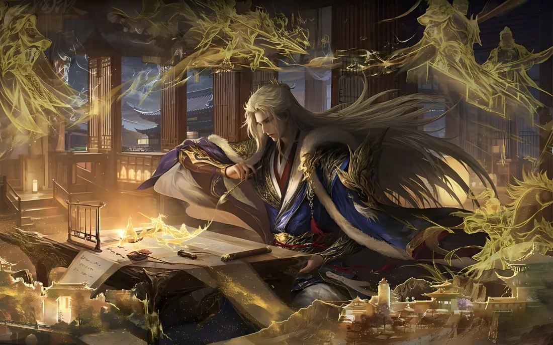 2k王粲三国杀壁纸｜古风书房背景 - 白发「哲风壁纸」