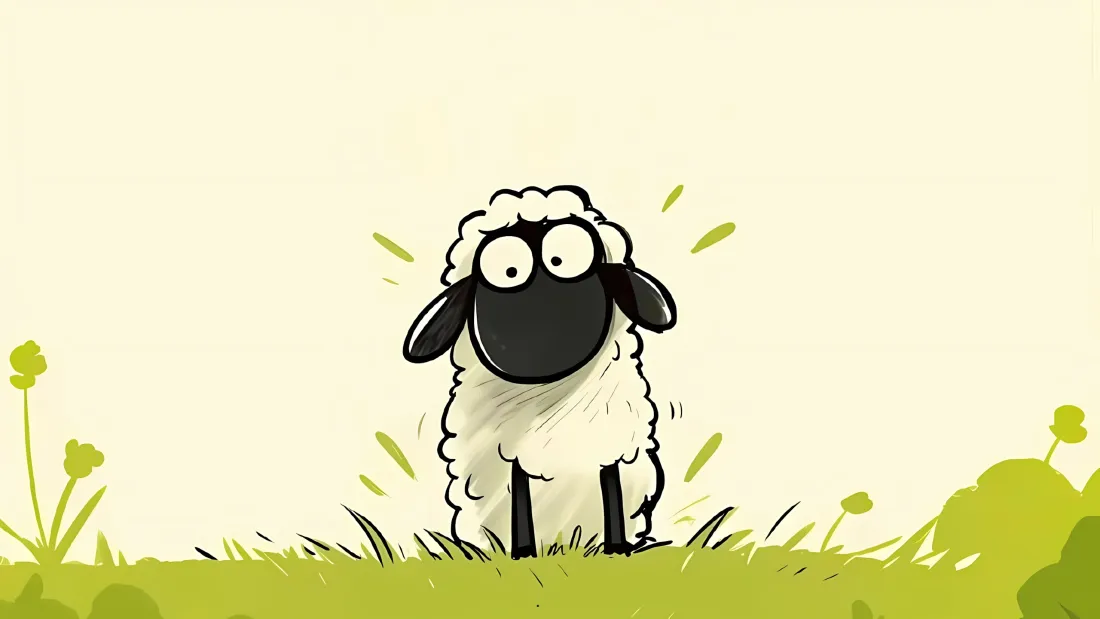 3k小羊肖恩手绘壁纸｜草地 - 卡通羊「哲风壁纸」