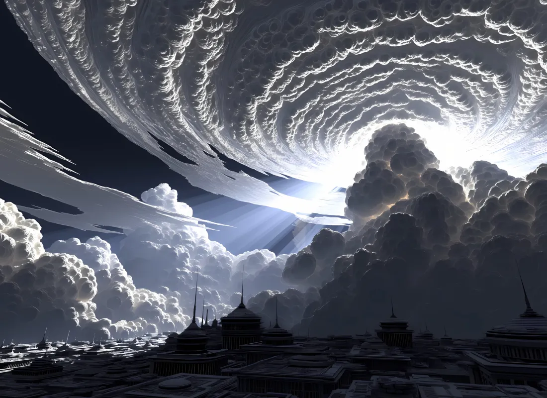 2k漩涡云城壁纸｜科幻天空背景 - 光影云层「哲风壁纸」