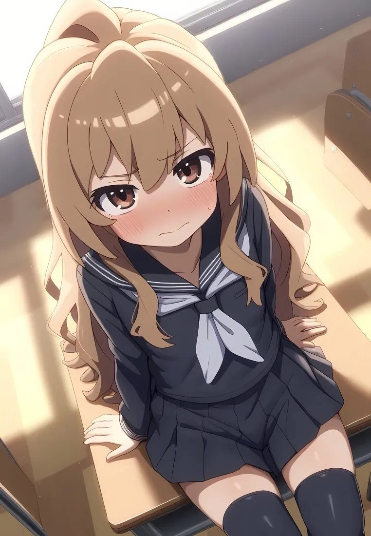 逢坂大河JK手机壁纸｜龙与虎二次元 - 过膝袜「哲风壁纸」