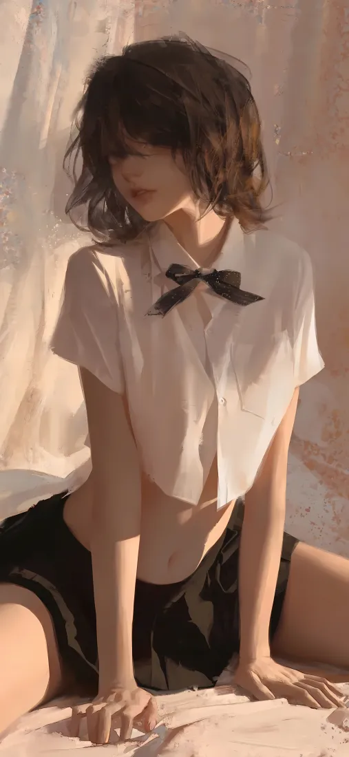 JK少女手机壁纸｜纱帘背景 - 动漫JK「哲风壁纸」