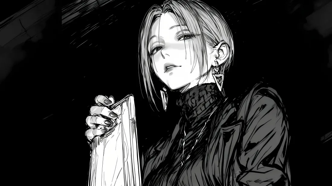 5k黑白辣妹二次元壁纸｜动漫背景 - 酷飒「哲风壁纸」