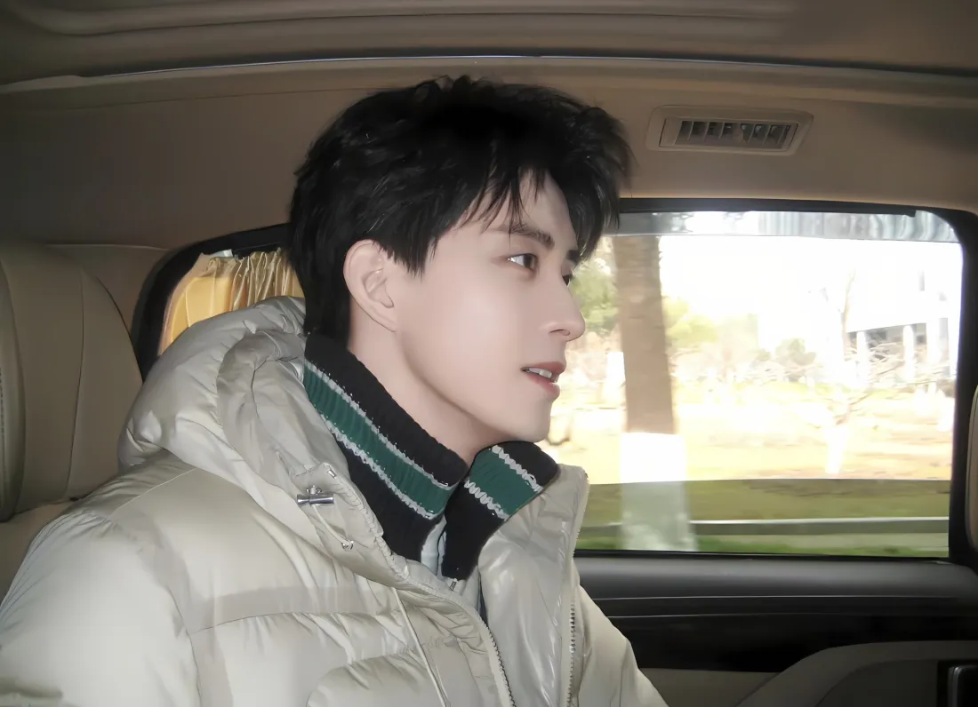 2k敖瑞鹏车内壁纸｜帅哥背景图片 - 浅色羽绒服「哲风壁纸」