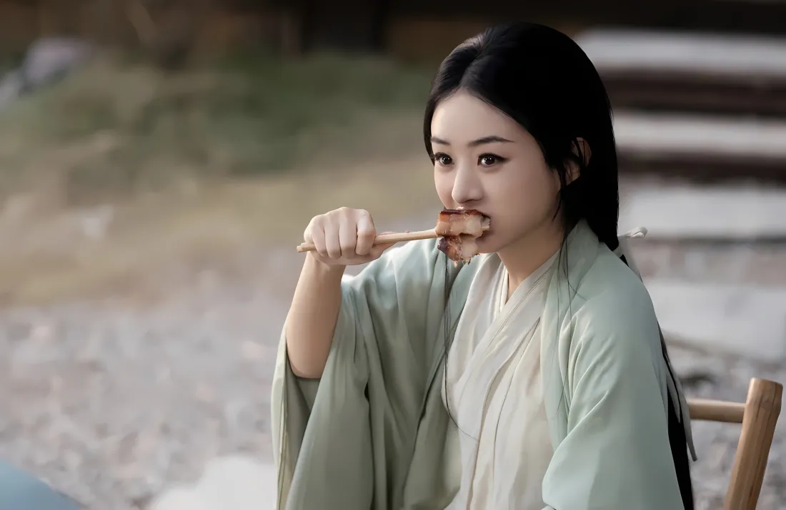 2k赵丽颖与凤行古装壁纸｜绿衣吃串背景 - 古风「哲风壁纸」