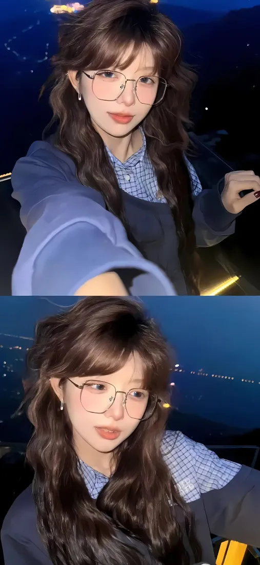 海边夜景自拍手机壁纸｜蓝色背景 - 香菇终结者「哲风壁纸」