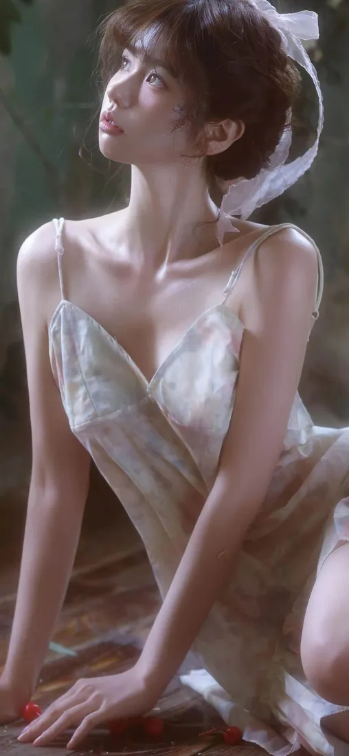 美女吊带裙手机壁纸｜油画背景 - 手机壁纸「哲风壁纸」