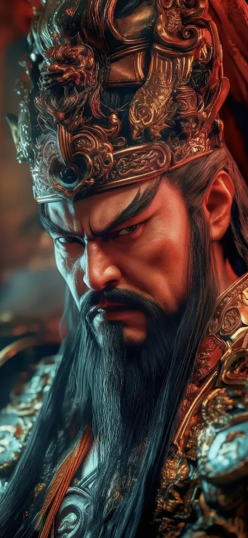 关羽手机壁纸｜三国古风背景图片 - 威严武将「哲风壁纸」