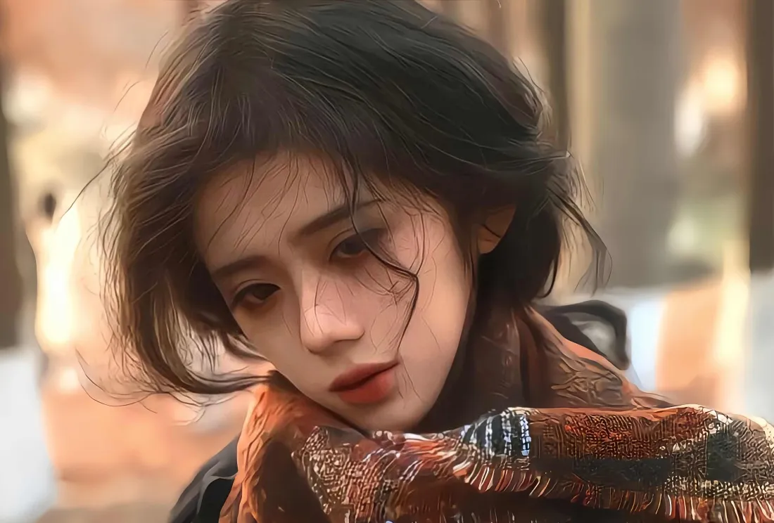 4k氛围感美女壁纸｜复古围巾背景图片 - 文艺风「哲风壁纸」