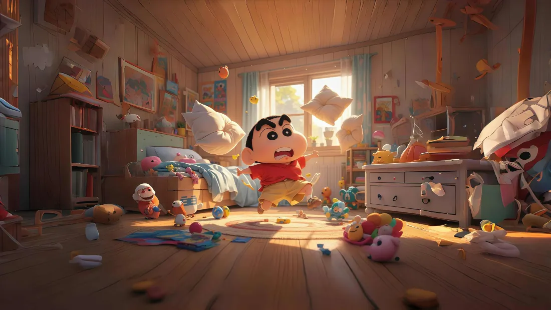 3k蜡笔小新玩具捣乱壁纸｜杂乱房间 - 童趣「哲风壁纸」