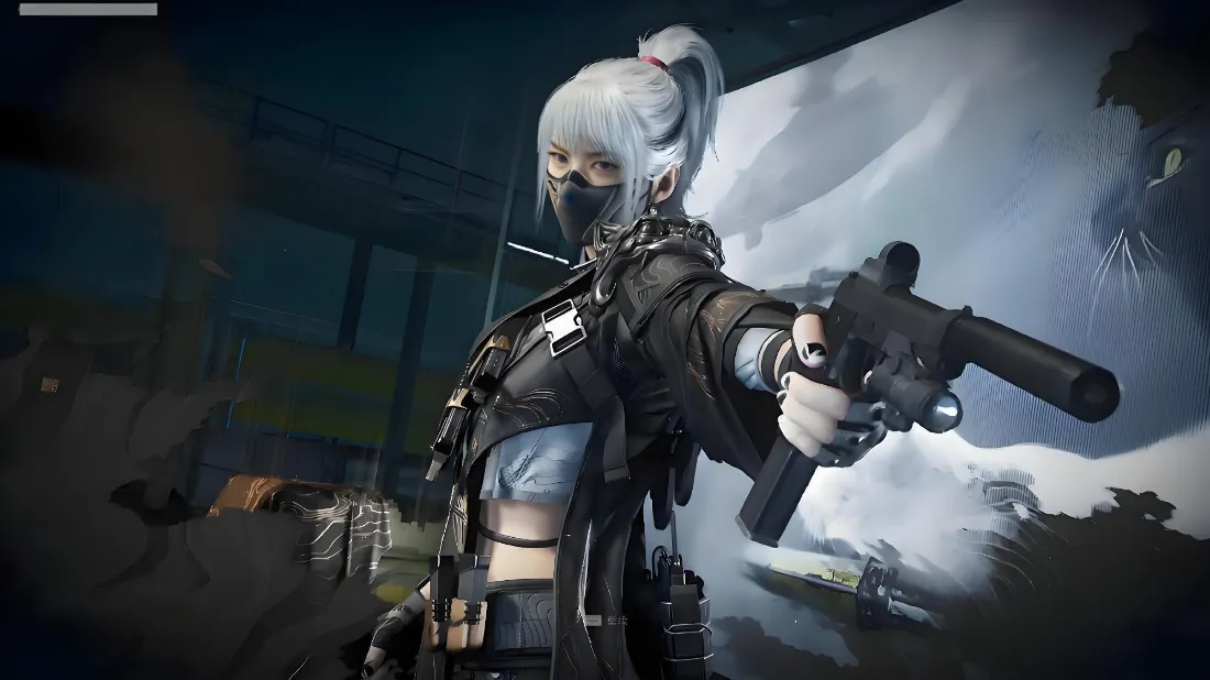 2k银发二次元角色壁纸｜三角洲背景 - 持枪「哲风壁纸」