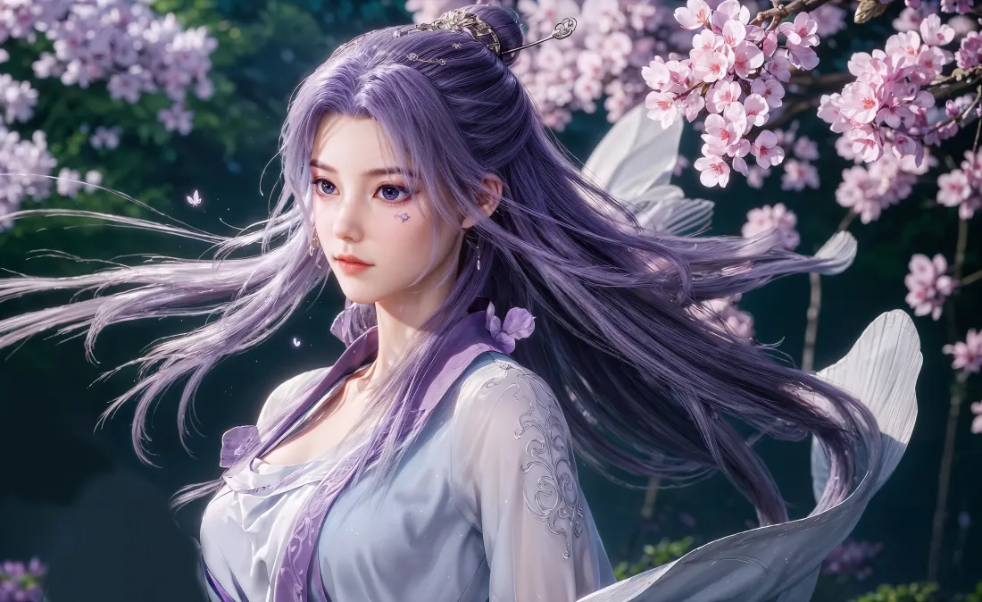 4k云霄壁纸｜师兄啊师兄背景图 - 紫发古风「哲风壁纸」