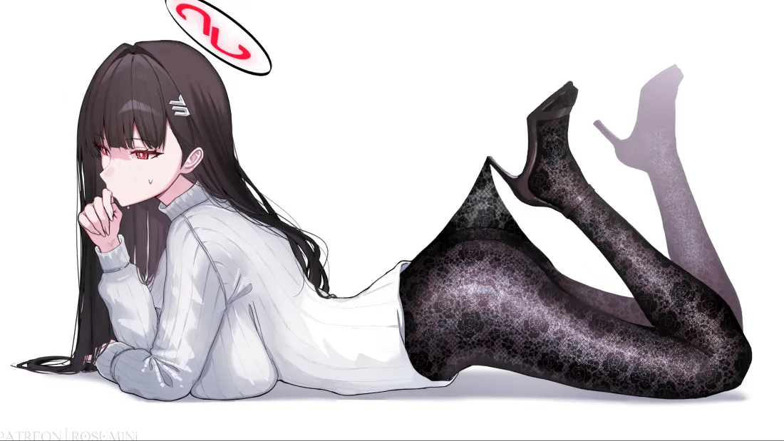 3k动漫美女壁纸｜星空丝袜背景 - 白衣长发「哲风壁纸」