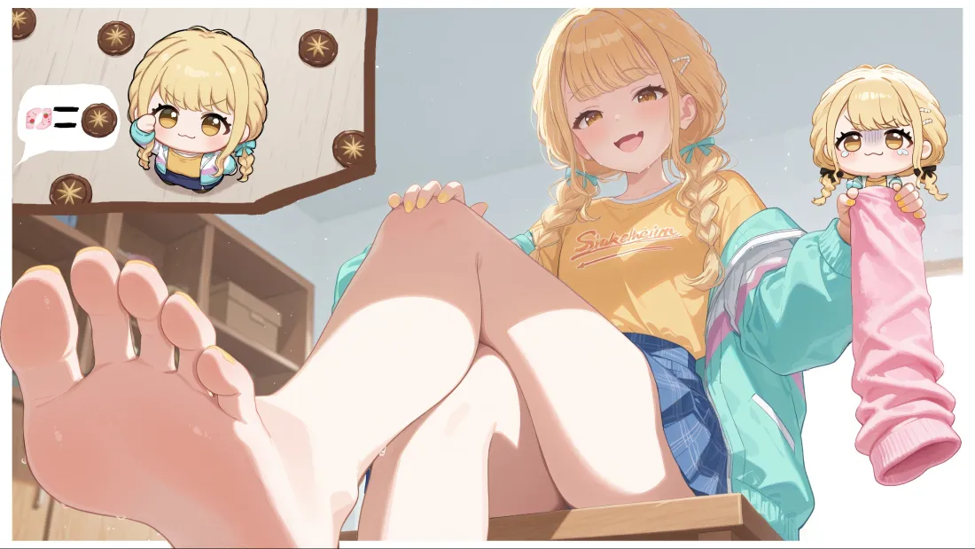 3k金发动漫女孩壁纸｜Q版头像背景 - 坐姿「哲风壁纸」