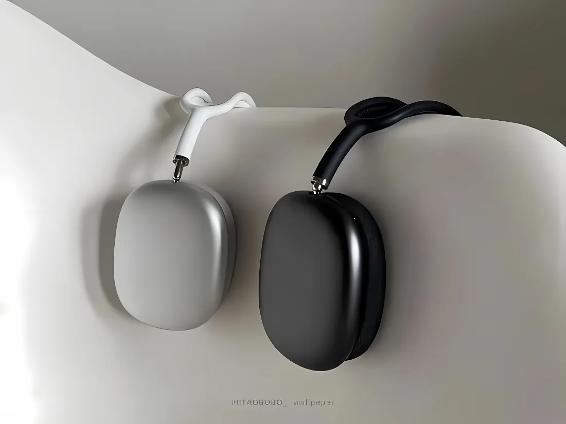 2k黑白AirPods保护壳壁纸｜简约背景图 - 对比「哲风壁纸」