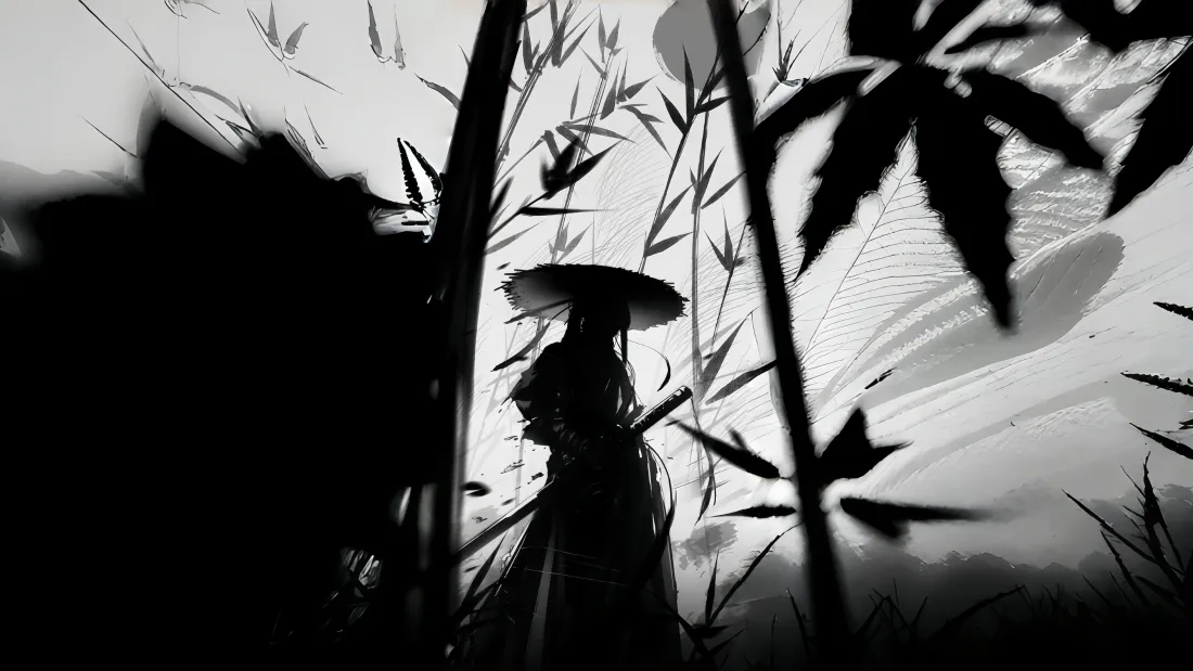 5k水墨剑客壁纸｜竹林侠客背景图片 - 斗笠剑客「哲风壁纸」