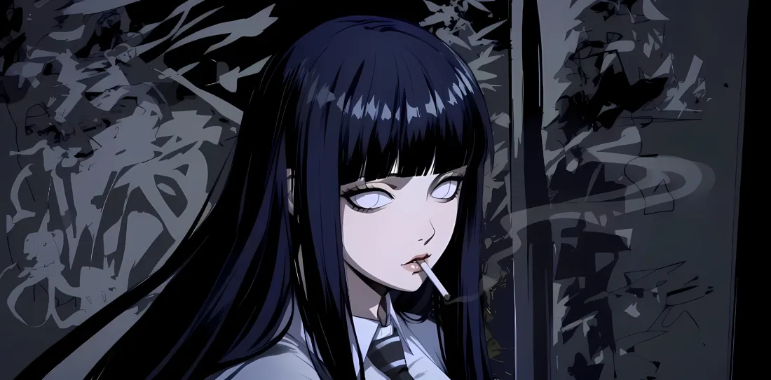 2k日向雏田抽烟壁纸｜火影忍者背景 - 黑发「哲风壁纸」