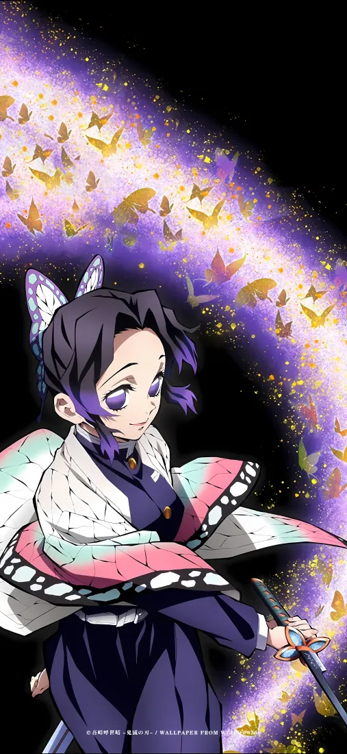 蝴蝶忍手机壁纸｜鬼灭之刃背景图 - 紫色蝴蝶「哲风壁纸」
