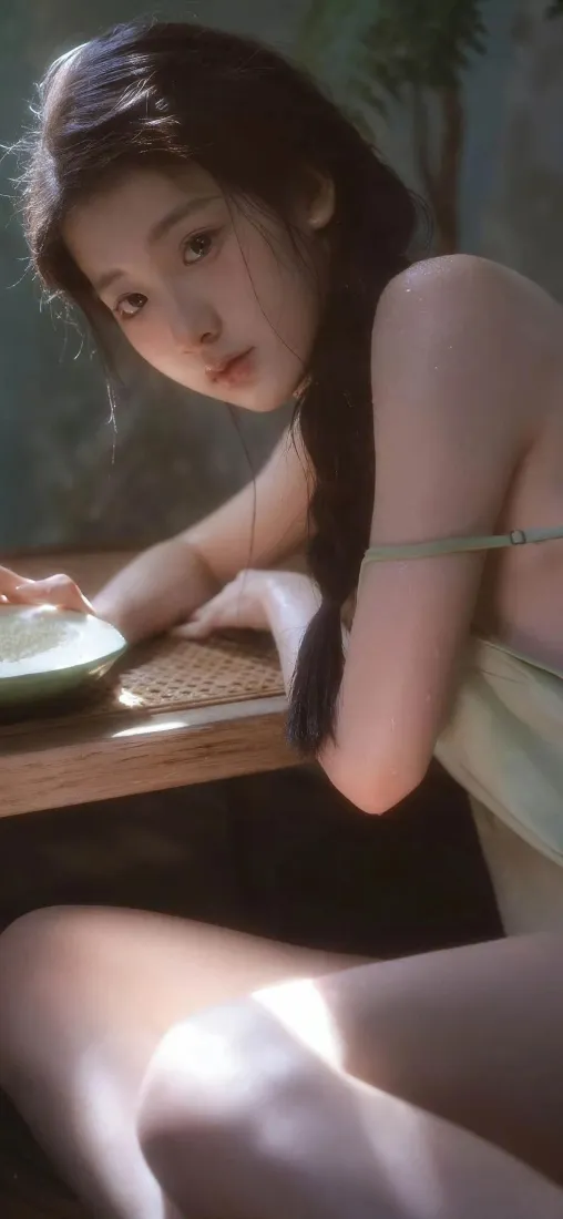 复古美女手机壁纸｜自然背景 - 慵懒姿态「哲风壁纸」