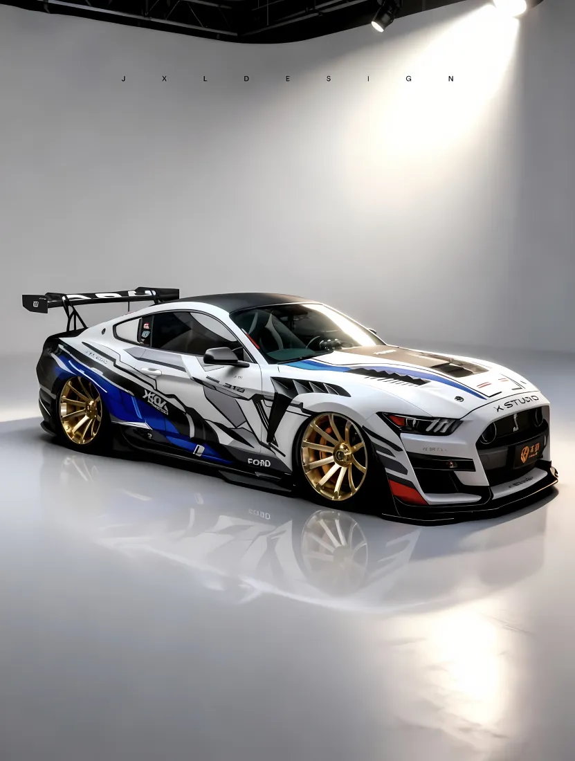 福特野马改装跑车手机壁纸｜室内背景 - 汽车彩绘「哲风壁纸」