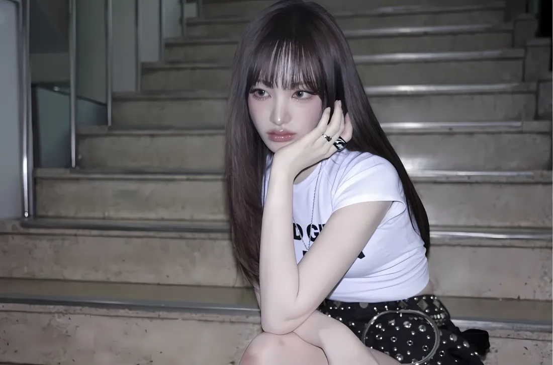 2k金志恒楼梯壁纸｜白上衣黑裙 - 亮片裙「哲风壁纸」