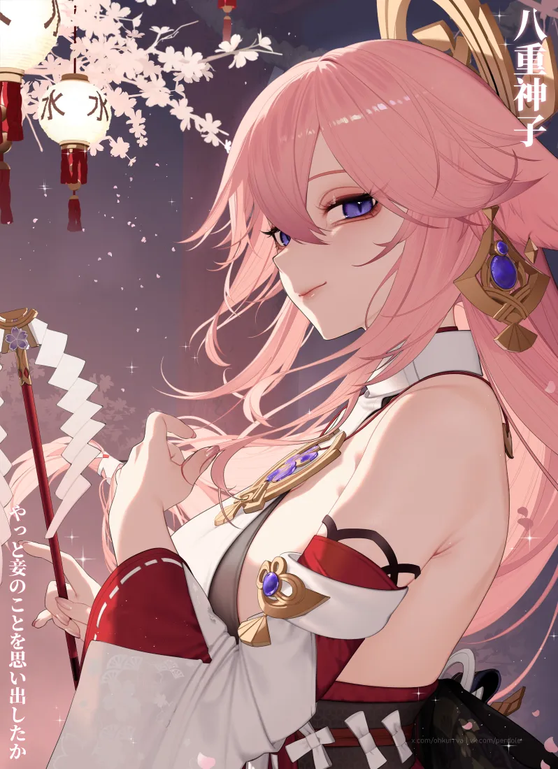 八重神子手机壁纸｜樱花背景图片 - 原神「哲风壁纸」