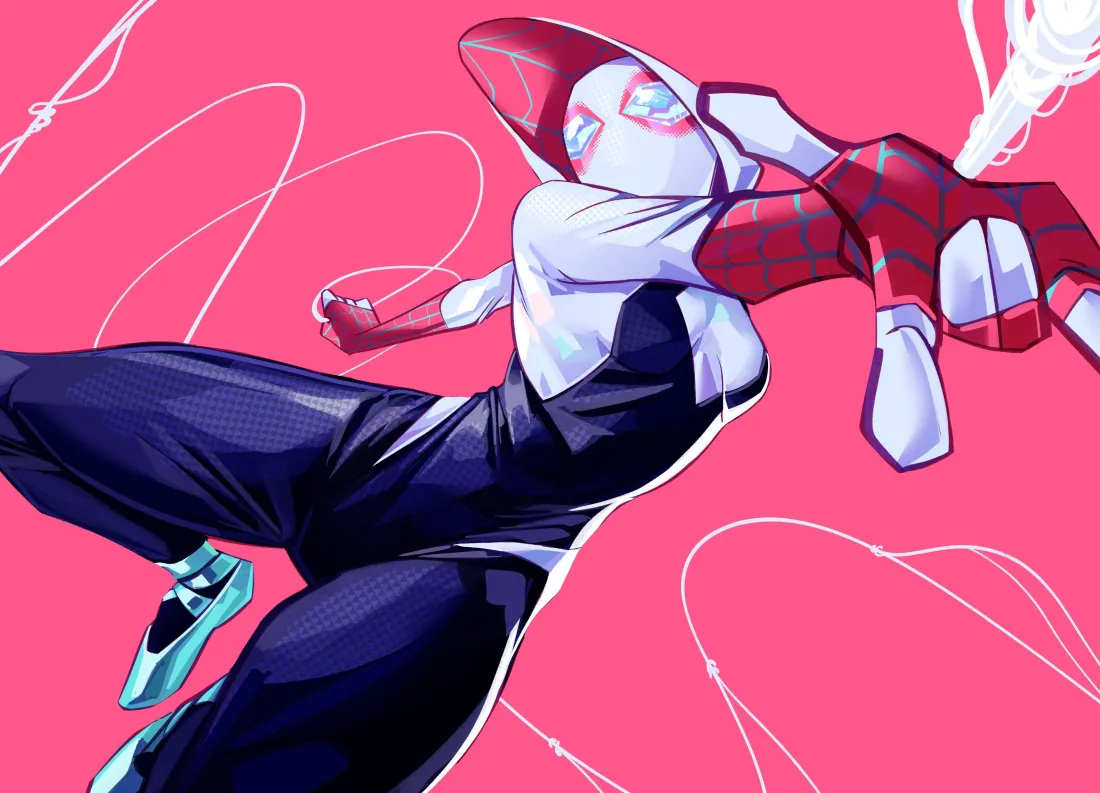 4k蜘蛛格温壁纸｜粉色背景图片 - 蜘蛛侠「哲风壁纸」