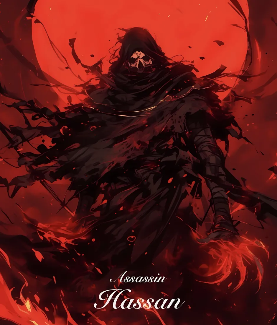 哈桑·萨巴赫手机壁纸｜Fate红焰背景 - Assassin「哲风壁纸」