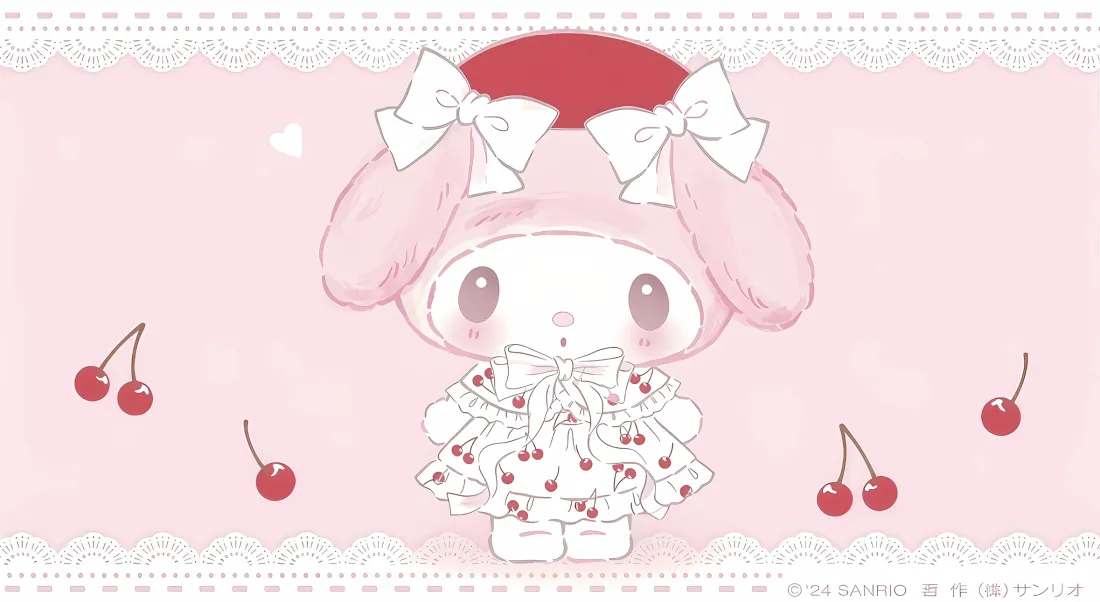 2k美乐蒂壁纸｜粉色背景图片 - 樱桃可爱「哲风壁纸」