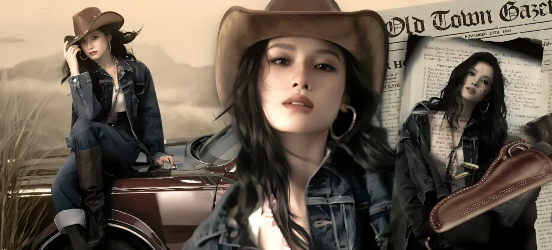 2k张婧仪壁纸｜牛仔风背景图 - 西部复古「哲风壁纸」