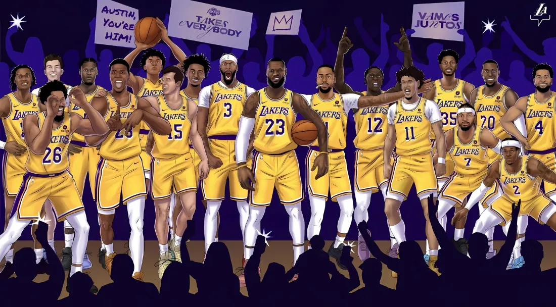 2k湖人队壁纸｜NBA背景图 - 篮球球员合影「哲风壁纸」