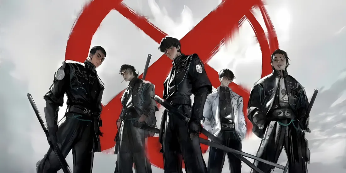 2k国漫帅哥团队壁纸｜黑色制服背景 - 战斗风「哲风壁纸」