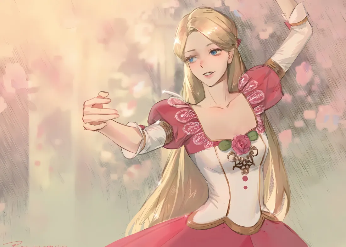 2k芭比珍妮花壁纸｜粉色森林 - 金发少女「哲风壁纸」