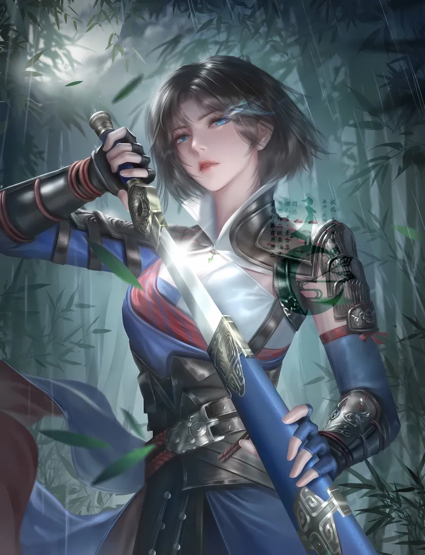 姬如雪手机壁纸｜不良人背景 - 竹林持剑「哲风壁纸」