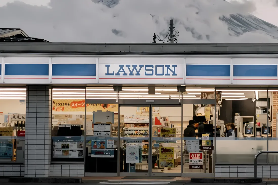 2k富士山罗森壁纸｜雪景背景图片 - 日本街道「哲风壁纸」