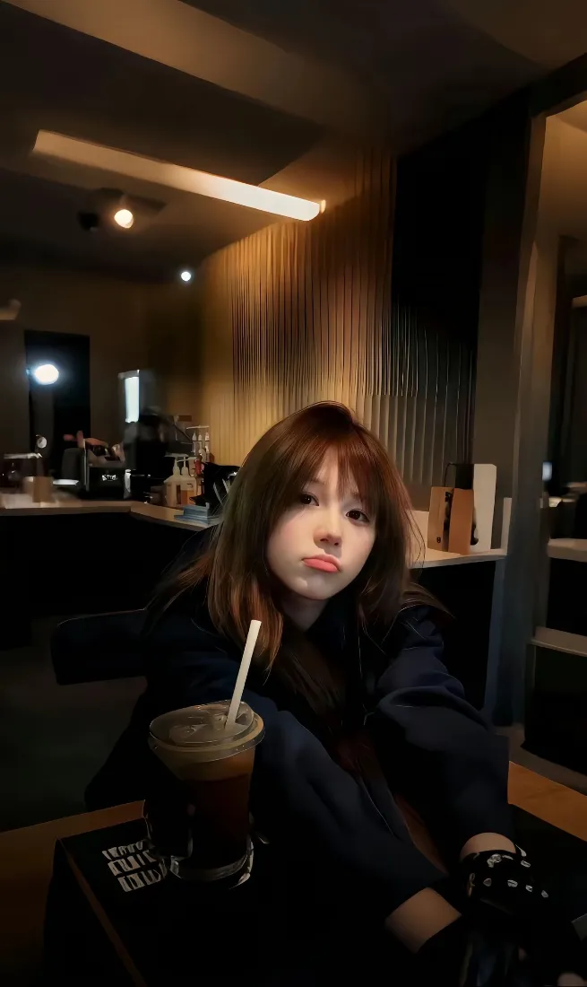 红发美女手机壁纸｜室内背景图片 - 饮料「哲风壁纸」