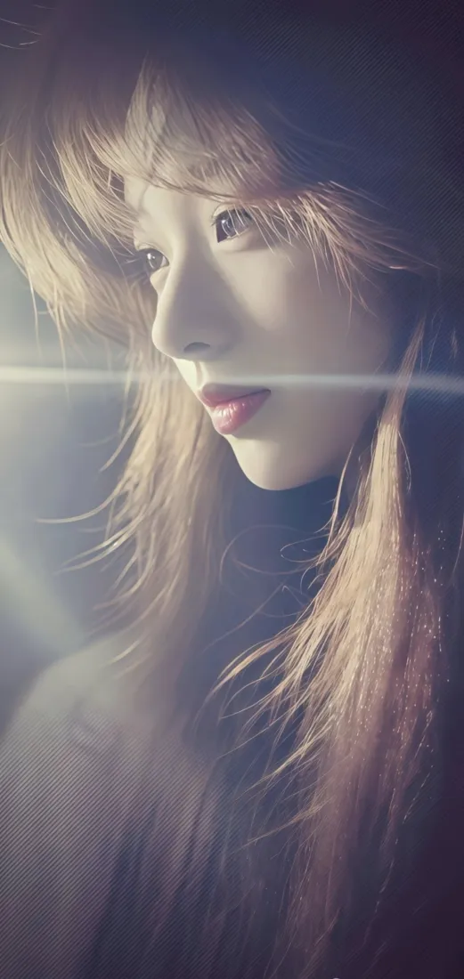 氛围美女手机壁纸｜逆光写真背景图片 - 长发红唇「哲风壁纸」