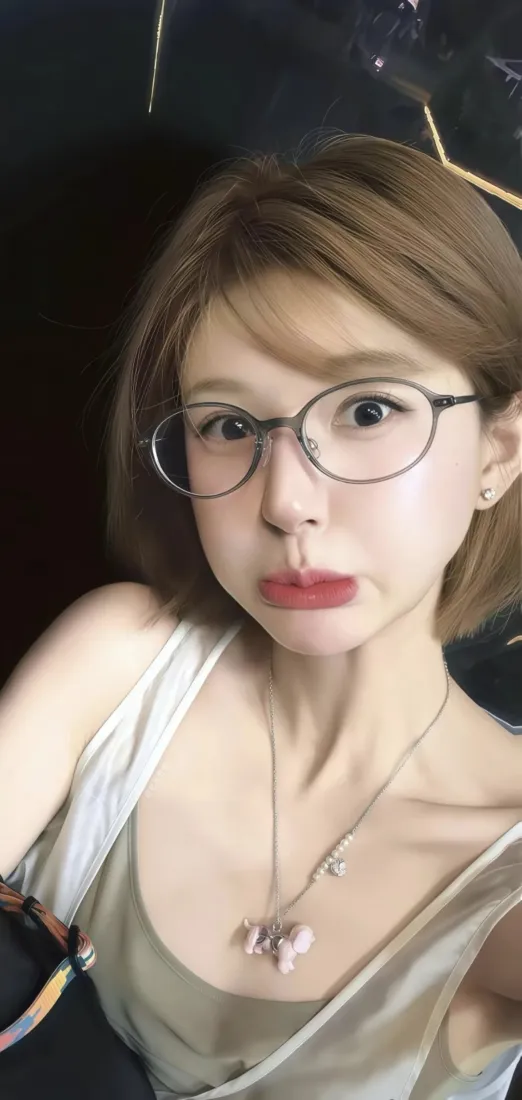 眼镜美女手机壁纸｜暗背景 - 氛围美女「哲风壁纸」