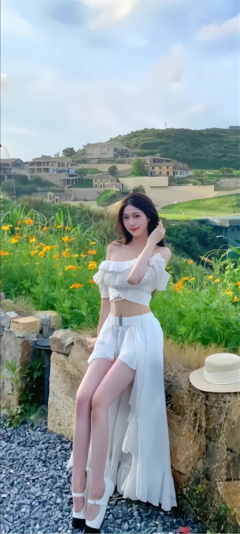 白衣美女手机壁纸｜花海乡村背景图片 - 清新氛围感「哲风壁纸」