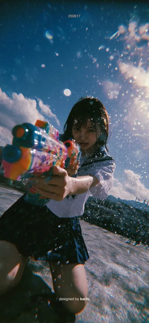 JK少女手机壁纸｜户外水枪背景 - 清新氛围感「哲风壁纸」