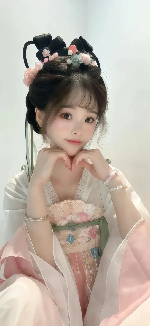 古风美女手机壁纸｜汉服背景图片 - 粉色襦裙「哲风壁纸」