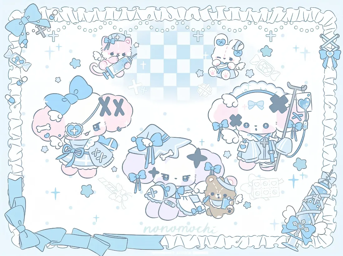 2k可爱卡通角色壁纸｜蓝色背景图片 - 二次元「哲风壁纸」