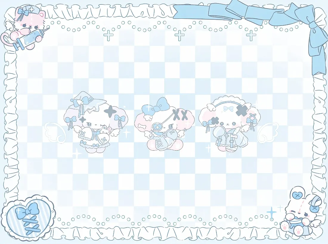2k萌系卡通壁纸｜浅蓝色格子背景图片 - 可爱二次元「哲风壁纸」