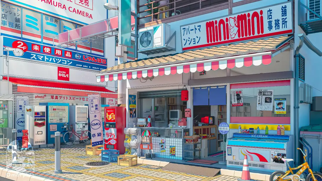 4k日式街道壁纸｜动漫背景图片 - 二次元便利店「哲风壁纸」